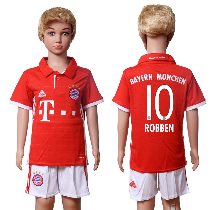 2016-17 Bayern Munich 10 ROBBEN Home Youth Soccer Jersey